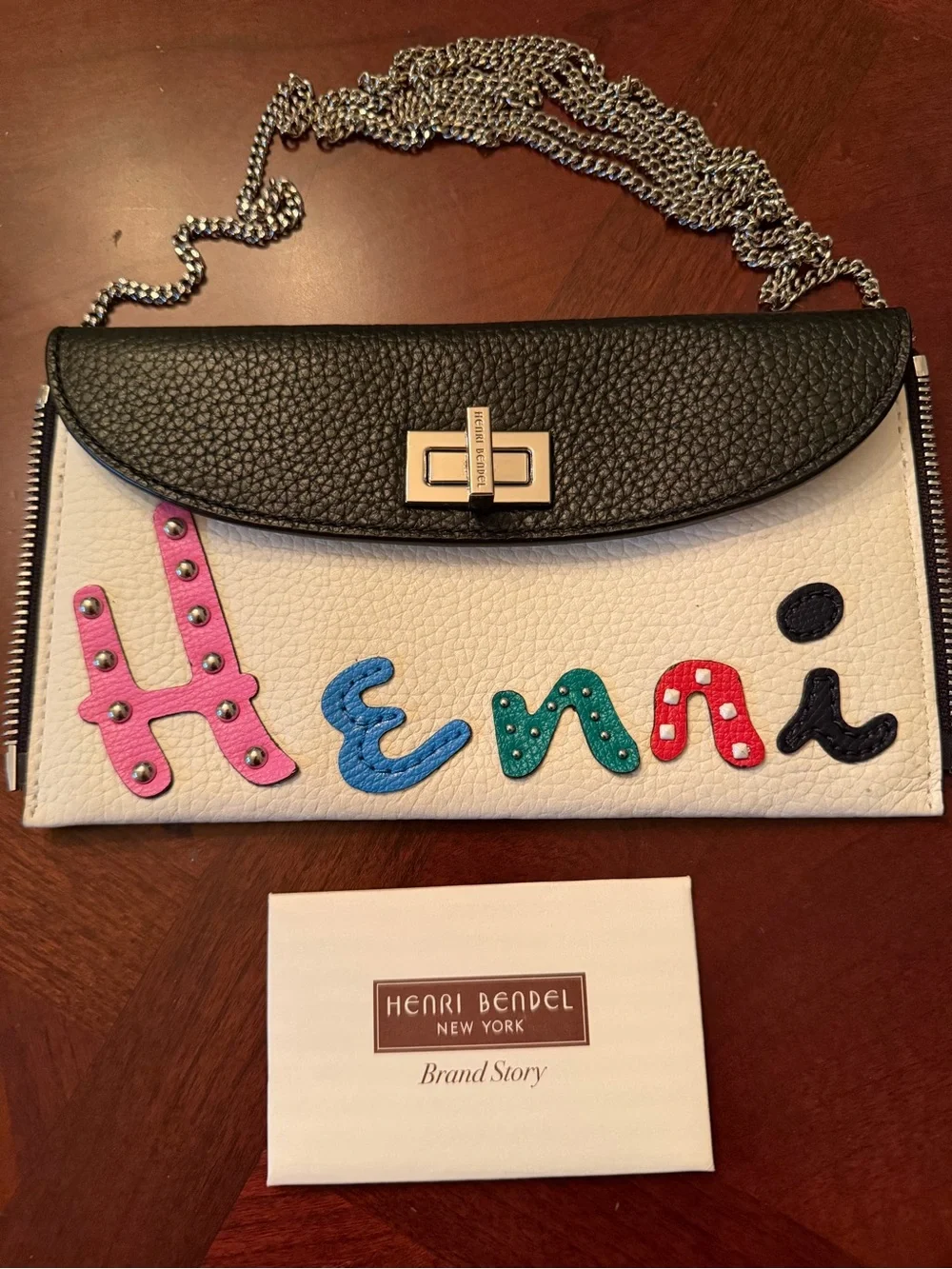 Henri Bendel Convertible Crossbody Pouch w/ Henri Color-block Leather Detailing